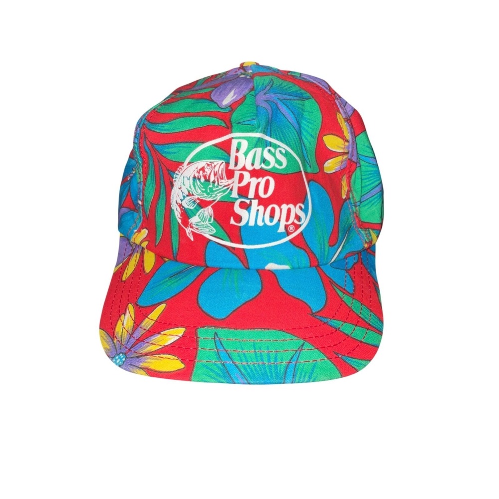 Bass Pro Shops Unisex Floral Snapback Hat OSFA Red Tropical Cotton